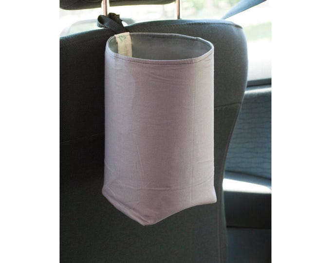 Dark Gray Car Trash Bag, washable lining, Wastebasket, garbage bin, Car Trash Can, Women accessory, headrest, Car trash Bags, Back to school