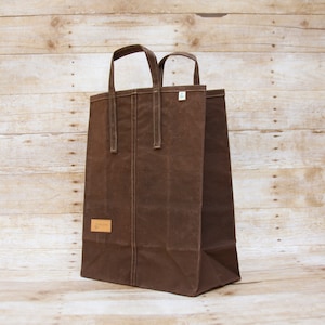 Sac de courses en toile réutilisable, Sac de marché fermier en toile cirée, Sac à provisions zéro déchet, Chêne brun foncé