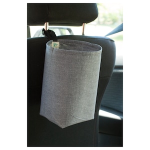 Gray Car Trash Bag, washable lining, Wastebasket, garbage, Trash Can, Women accessory, headrest, trash bin, car trash bags, back to school