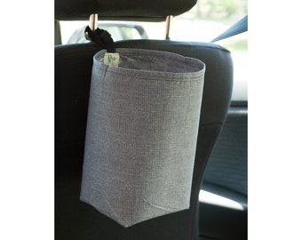 Gray Car Trash Bag, washable lining, Wastebasket, garbage, Trash Can, Women accessory, headrest, trash bin, car trash bags, back to school