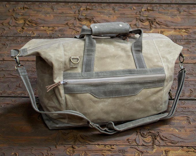 Waxed Canvas Duffel Bag | Rugged Unisex Travel & Gym Bag | Heavy Duty Weekender | Duffle