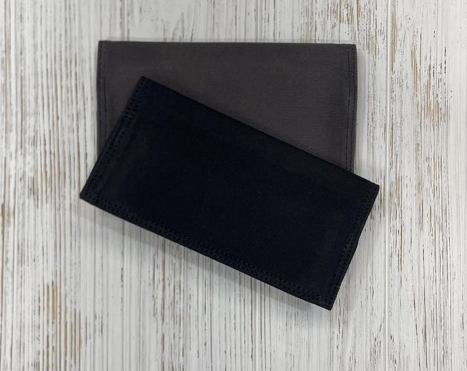 Waxed Canvas Checkbook Cover, Checkbook Register Holder, Bifold Checkbook cover, Black, Gray