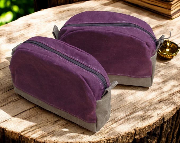 Waxed Canvas Toiletry Bag, Dopp Kit, Travel Bag, Made in USA, makeup bag, school supplies, tech organizer, shave tool bag, Mens travel kit