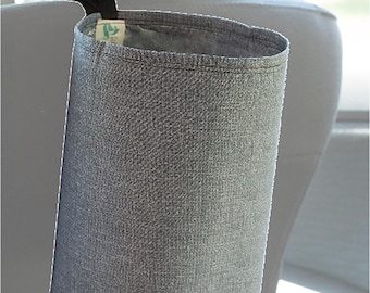 Gray Car Trash Bag: Washable Lined Wastebasket with Adjustable Strap