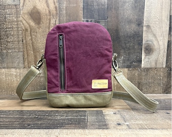 Sling Bag, Crossbody Bag, Small Backpack, Convertible Sling Bag, Pebble Sling Bag, Burgundy, Artisan made in USA