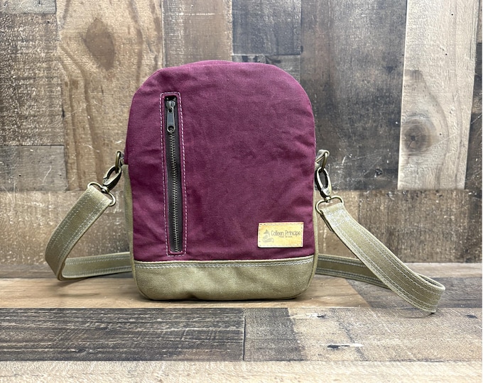 Sling Bag, Crossbody Bag, Small Backpack, Convertible Sling Bag, Pebble Sling Bag, Burgundy, Artisan made in USA
