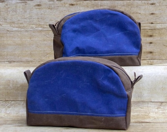 Waxed Canvas Toiletry Bag, Dopp Kit, Travel Bag, Made in USA, makeup bag, shaving kit, tech organizer, tool bag, Mens travel kit, Royal