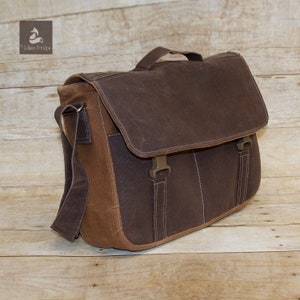 Sac messager en toile cirée à bandoulière pour homme, cuir végétalien, sac de travail pour femme, sac d'ordinateur unisexe pour ordinateurs portables, sac minimaliste, retour à l'école