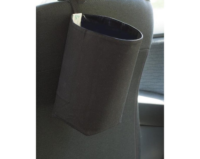 Car Trash Bag fits headrest or gear shift, backseat, solid black, garbage bin, truck, car trash can, bin