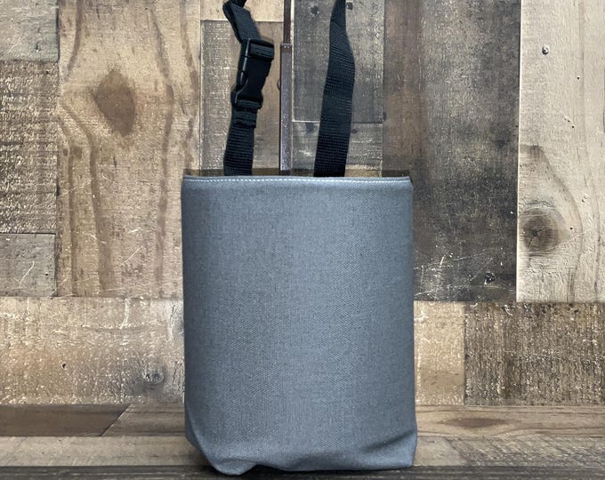Car Trash Bag with adjustable strap,backseat car accessory, Gray Canvas, garbage bin, gearshift,headrest, car trash bags, back to school