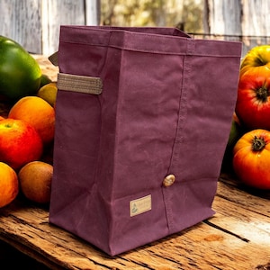 Sac à lunch en toile cirée, Fourre-tout réutilisable, Réutilisable zéro déchet, Disponible dans un sac à lunch isolé ou non isolé, Canneberge