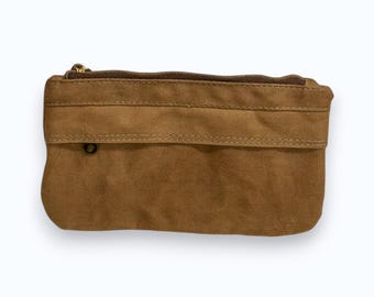 Waxed Canvas Wallet: Khaki Starlight with Double Zippers