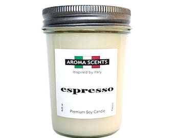 Espresso Soy Candle - Italian Candles - Italy Scented Candles - Coffee Candle - Gifts for Italians - Coffee Lover Gift - Coffee Candle
