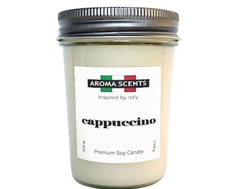 Cappuccino Soy Candle - Coffee Candles - Italian Themed Candles - Italian Gifts - Gifts for Italians - Coffee Lover Gifts - Soy Candles