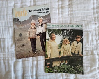 Vintage Knitting Pattern Books - Set of 2 - Irish Icelandic Knits Sweaters 60s 70s