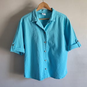 Blue Cotton Light Blouse - Sea Breeze of California - Size Small