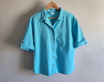 Blue Cotton Light Blouse - Sea Breeze of California - Size Small
