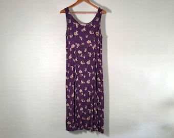 Floral Rayon Maxi Dress - Vintage 90s - Womens 14
