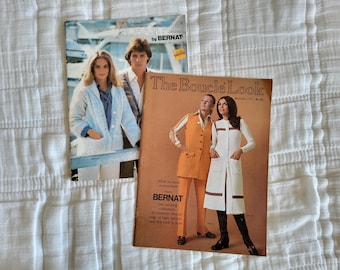Vintage Knitting Pattern Book - Set of 2 - Boucle and Mohair by Bernat 70s