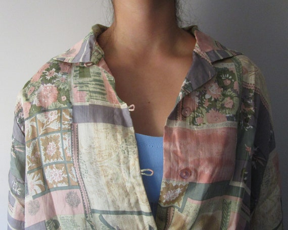 Silk Shirt STUNT Beige Pastel Oversize Unisex Vin… - image 9