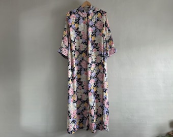 Floral Dressing Gown- Vintage 70s Christian Dior Loungewear - Plus Size