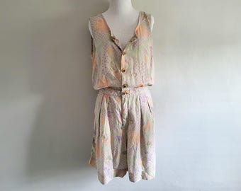80er Jahre Bermuda Shorts Einteiler - Vintage Liz Claidose - Damen Größe L 38