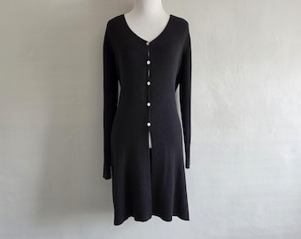 Long Ribbed Cardigan - Vintage 90s B Moss - Womens Size Medium