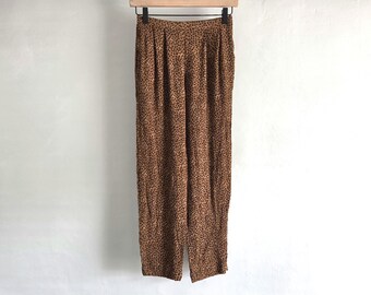 Crepe Leopard Pants - Vintage 90s Jones New York - Womens Size P/P Small