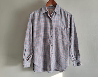 Plaid Cotton Flannel Shirt - Vintage 90s Banana Republic - Womens Size Small
