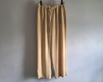 Beige Tencel Drawstring Pants - Vintage 00s Karen Scott - Womens Size Large Petite