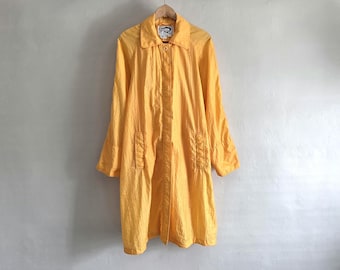 Yellow Nylon Trench Coat - Vintage 70s 80s Fox Run - Size Small