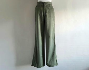 70s Bell Bottom Utility Pants - Vintage Castle Square - Size 11/12