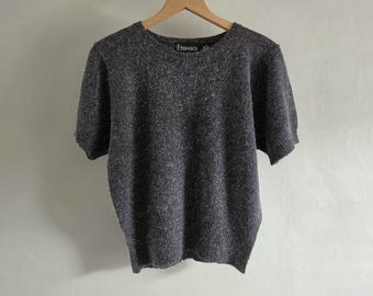 Silk Angora Short Sleeve Gray Sweater - Vintage 90s Stefano - Womens Size Large