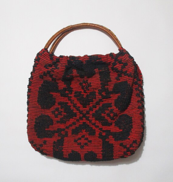 red and black purse