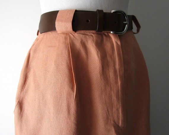 Vintage Linen Pencil Skirt Terra Cotta Clay Pink … - image 6