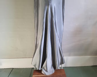 Silver Metallic Formal Skirt with Train - Vintage 90s City Triangles - Size 11