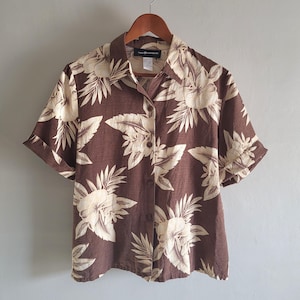 Silk Button Down Tropical Shirt - Vintage Sag Harbor - Womens Size 14