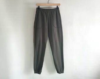 Green Cotton Pull On Pants - Vintage 90s LL Bean - Womens Small Petite