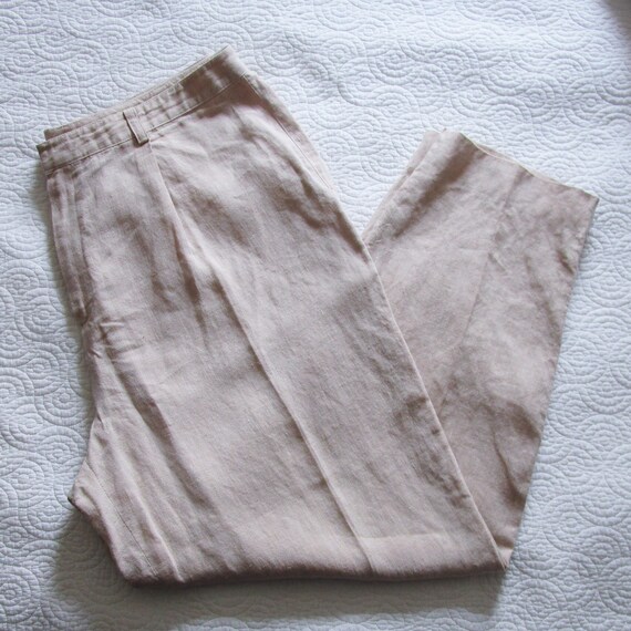 Vintage 90s Linen Pants Ellen Tracy Tan 