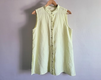 Pale Yellow Linen Blouse - Eileen Fisher - Womens Size Medium