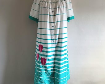 Tulip Snap House Dress - Vintage 70s - Womens Size XL Approx