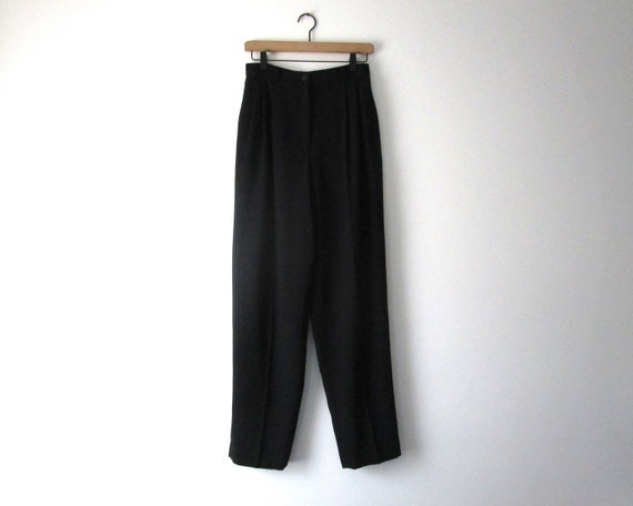 90s High Waist Pleated Black Trousers Liz Claibor… - image 1