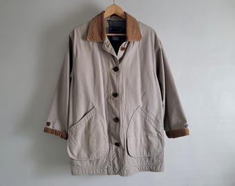 Abrigo de algodón beige - Vintage años 90 - Talla pequeña para mujer