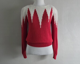 Angora Blend Red Sweater - Vintage 80s Lauren Cole - Womens Size P XS