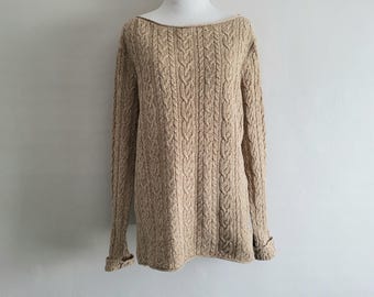 Jersey ligero de punto trenzado - Vaqueros vintage Ralph Lauren - Talla XL de mujer