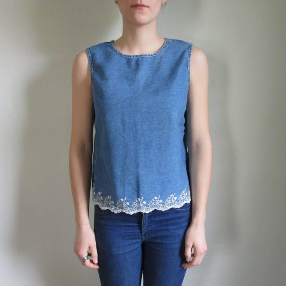 denim sleeveless blouse