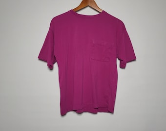 Raspberry Crew Pocket Tee - Vintage 90s Interim - Size Small