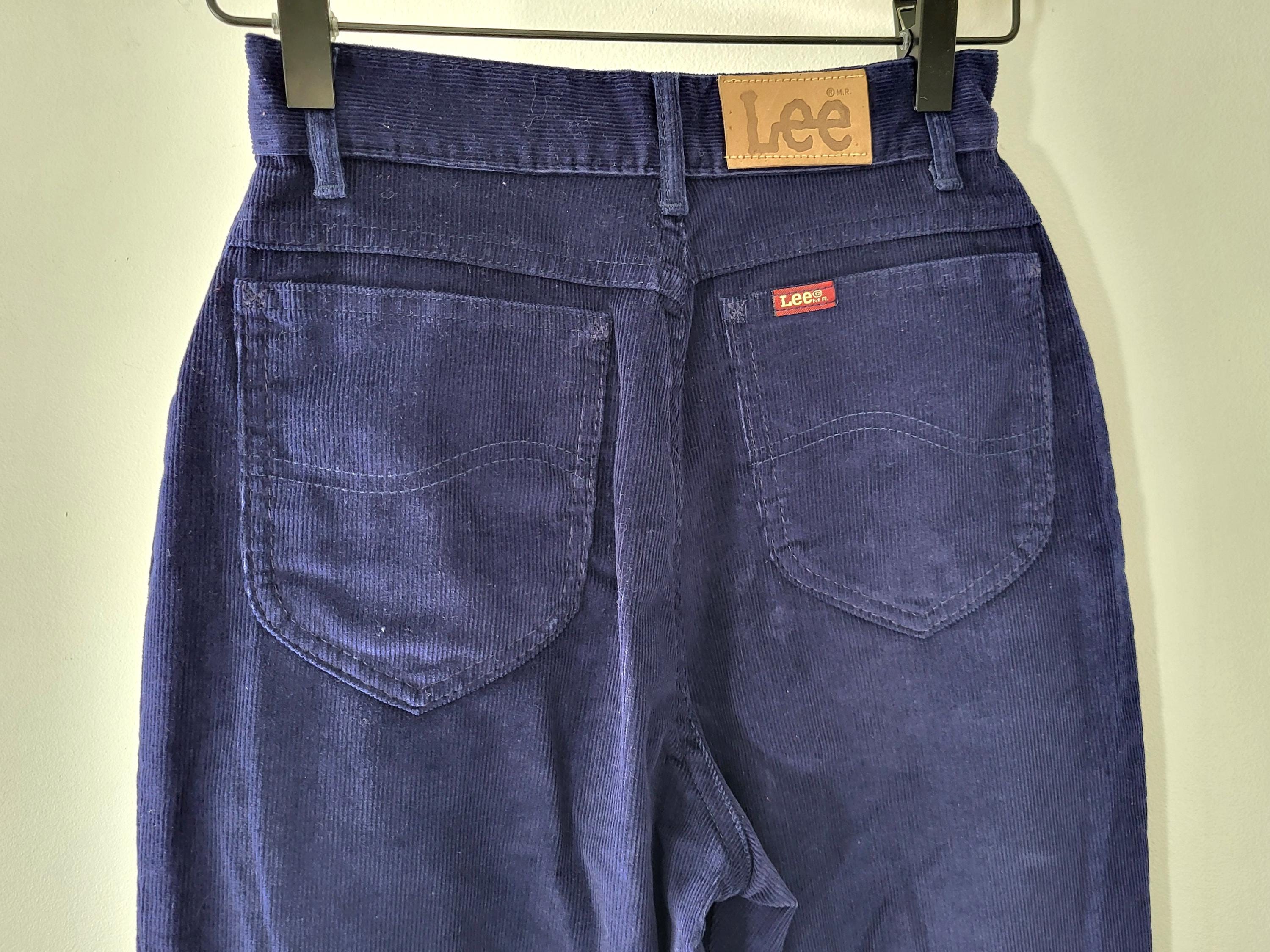 Pantalones de pana de cintura alta vintage Lee azul marino talla