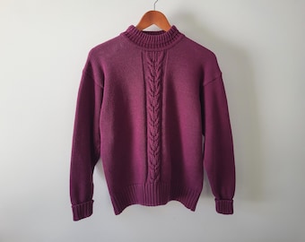 Mock Neck Baumwolle Pullover Pullover - Kastanienbraun - Vintage Talbots - Größe Medium