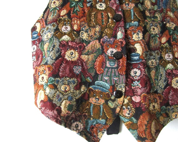Vintage Teddy Bear Vest 90s Tapestry Weave Vest T… - image 6